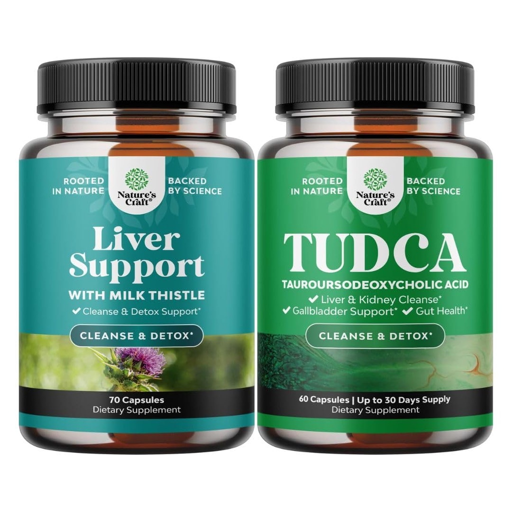 Bundle of Liver Cleanse Detox & Repair Formula a Advanced TUDCA Pečeň podpora doplnok - s mliekom Thitle púpava koreňová kurkuma a Artičoky extrakt - Extra sila TUDCA 500mg pile soli