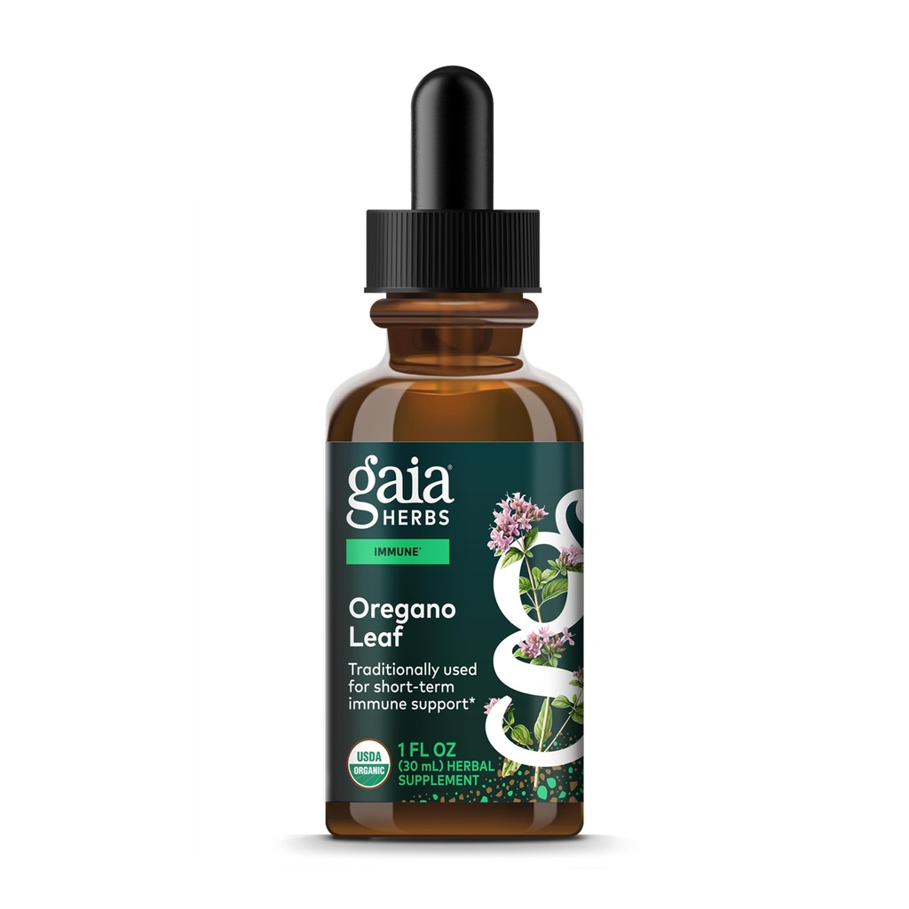 Gaia byliny Oregano Leaf - Imunitná podpora Bylinné doplnky - s Oregano Leaf Extract - Certified Organic - 1 Fl Oz (23 Servings)