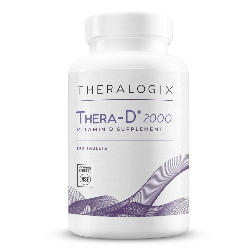 Theralogix Thera-D 2000 vitamín D doplnok - 2 000 IU (50 μg) vitamín D3 tablety - 180-dňová ponuka - Imunitná podpora doplnok pre ženy a mužov - Aids Bone & Heart Health - NSF Certified -180 Tablety