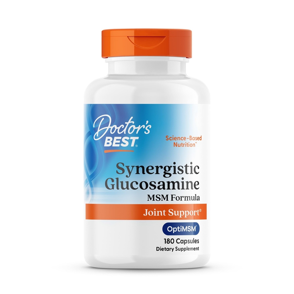 Lekári Najlepšie synergické Glukozamín MSM Formula, Joint Support, Non-GMO, Gluten Free, Soy Free 180 Kapsule