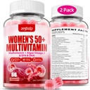 Ženy bez cukru Multivitamín 50 Plus Gumičky s vápnikom, horčíkom, zinkom, vitamínom A, C, D3, E, K2, B komplex, folát, biotín - Multivitamíny a minerály pre pokožku, Energia, Imunitná podpora