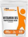 BulkSupplementments.com vitamín B5 prášok - ako kalciumpantotenát, B5 vitamíny - bez lepidla, 500 mg vitamínu B5 kyselina pantoténová na porciu, 5 kg (11 lbs) (dávka 5)