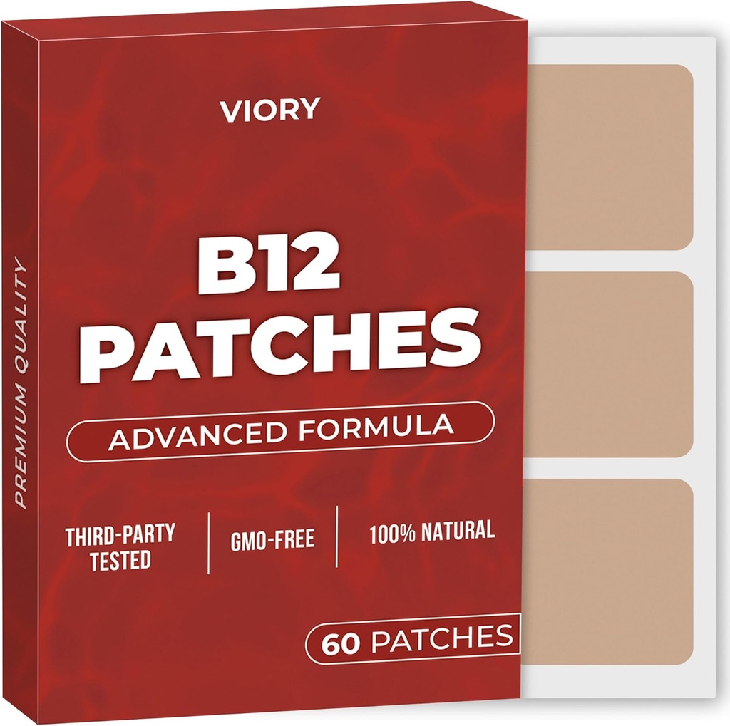 VIORY B12 Patches (Pack of 60) - 100% Natural Patch for Women and Men - Firming, Energy, Focus & Body Support - Rozšírená formula