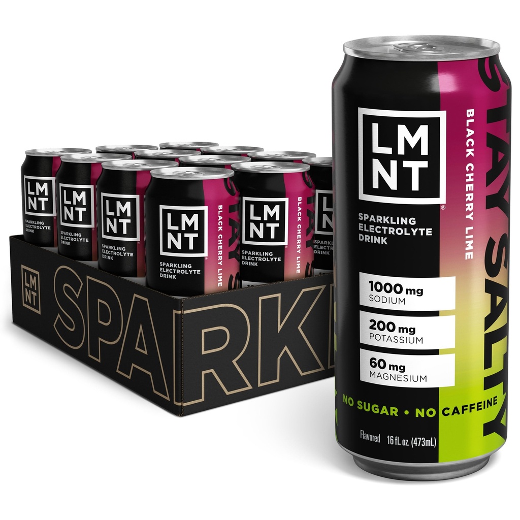 Nápoj LMNT Sparkling Electrolyte Drink - Čierna Cherry Lime 12-Count