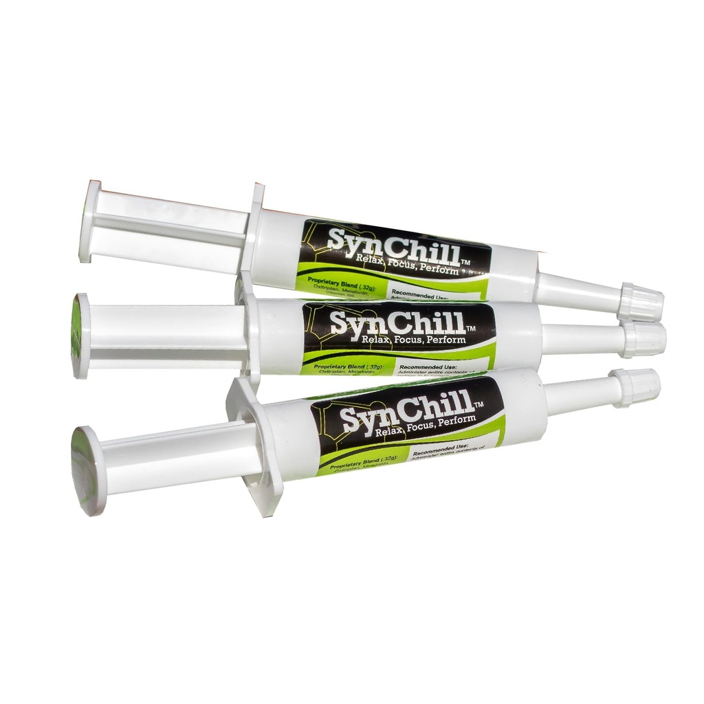 SynChill perorálny kôň upokojujúci gél, 100% Natural & Nutritional Supplement, Lab Proven Results, Designed for Focus & Performance, Schválený Olympic Professionals & Veterinarians, Made in USA - 3-Pack