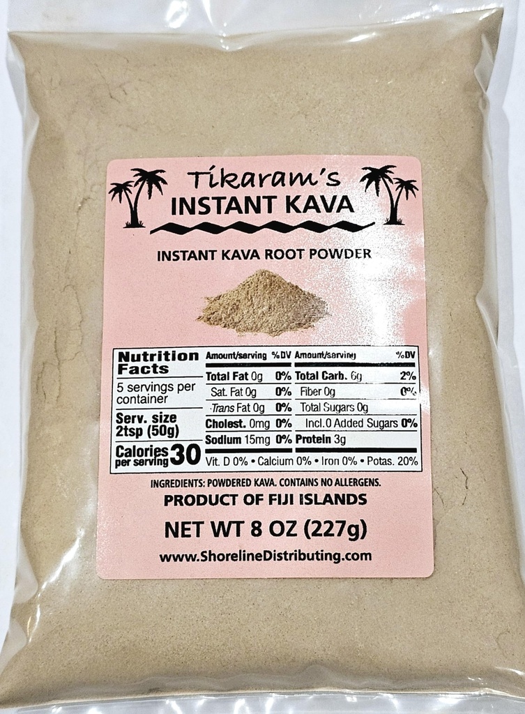 Tikaram Instant Kava Powder, Fidži Waka, Noble Kava Root, 1/2 lb (8oz) - Fiji Market Veľkoobchod LLC