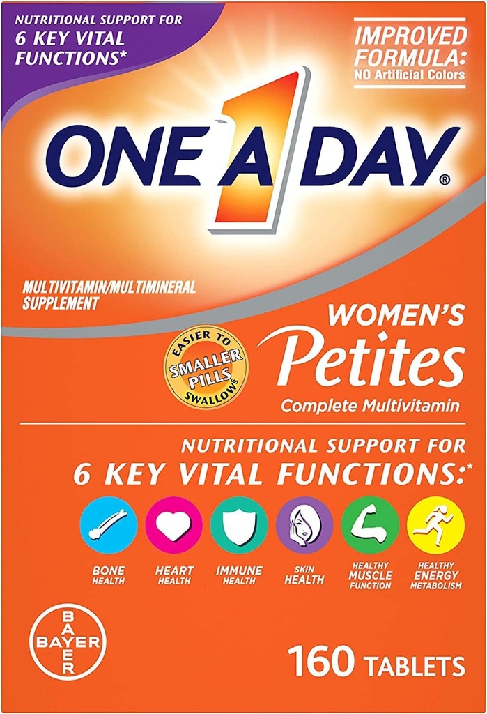 Jeden deň Dámske Petites Multivitamín, Doplnenie s vitamínom A, vitamín C, vitamín D, vitamín E a zinok pre imunitnú podporu zdravia, B vitamíny, biotín, folát (ako kyselina listová) a viac, 160 Počet