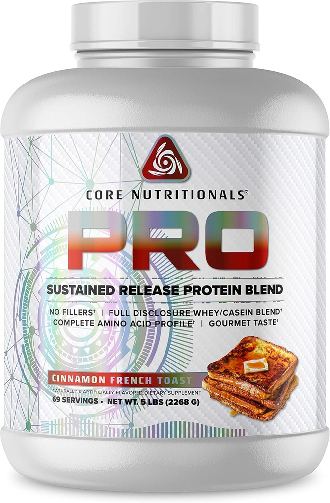 Core Nutritionals Pro Trvalé uvoľňovanie Srvátkový proteín Blend s tráviacimi enzýmami 25g Protein, 2g Carbs 