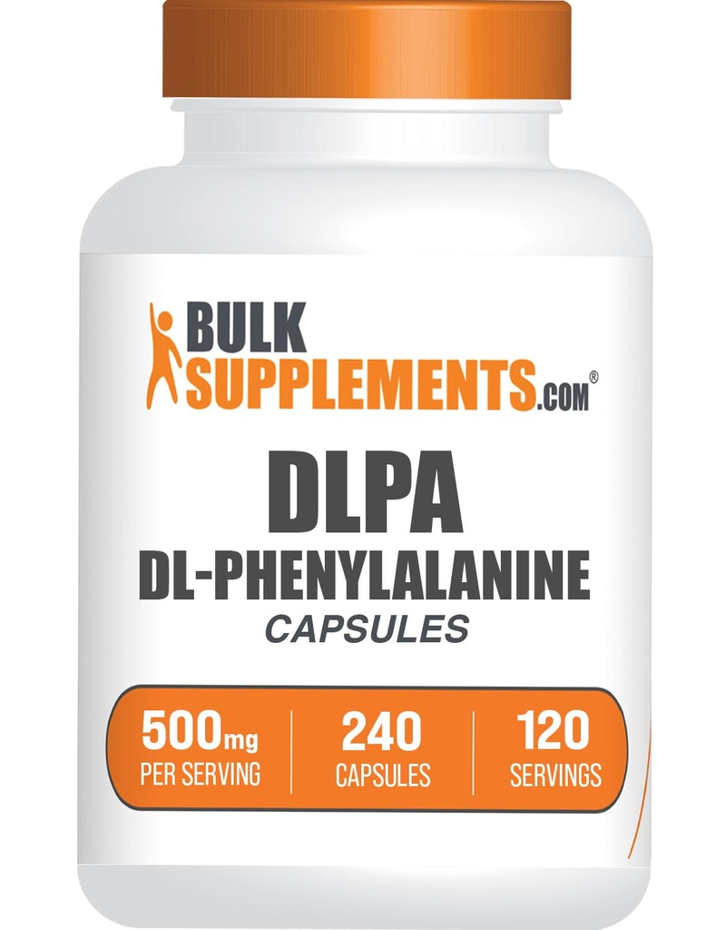 BulkSupplementments.com DL-Fenylalanín Kapsule - DLPA Kapsule, DL-Fenylalanín 500mg - DLPA doplnky, Gluten Free - 2 Kapsule na obsluhu, 240 Kapsule (Pack of 1)