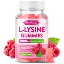 L-lyzín 1000 mg Gummy, Lyzín Supplement for Adults & Kids, Essential Amino Acid Supplement for Lips & Oral Health, Boost Immune & Collagen & Calcium, Sugar-Free, Malinová príchuť, 60 Počet