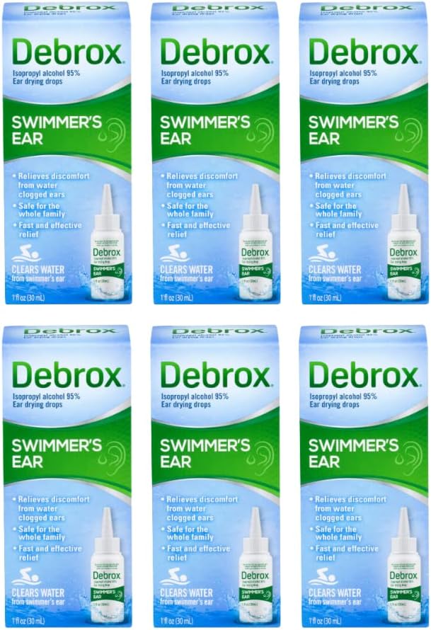 Debrox Swimmerove kvapky na sušenie ucha pre dospelých a deti, 1 Fl oz. (balík 6)