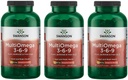 Swanson MultiOmega 3-6-9 - Non-GMO Ľanový olej, Borage olej, '&' Rybí olej Kapsule - Essential Mastné kyseliny podporujúce Kardiovaskulárne zdravie '&' Zdravie mozgu - (220 Softgels, 2400mg Serving) 3 fľaše