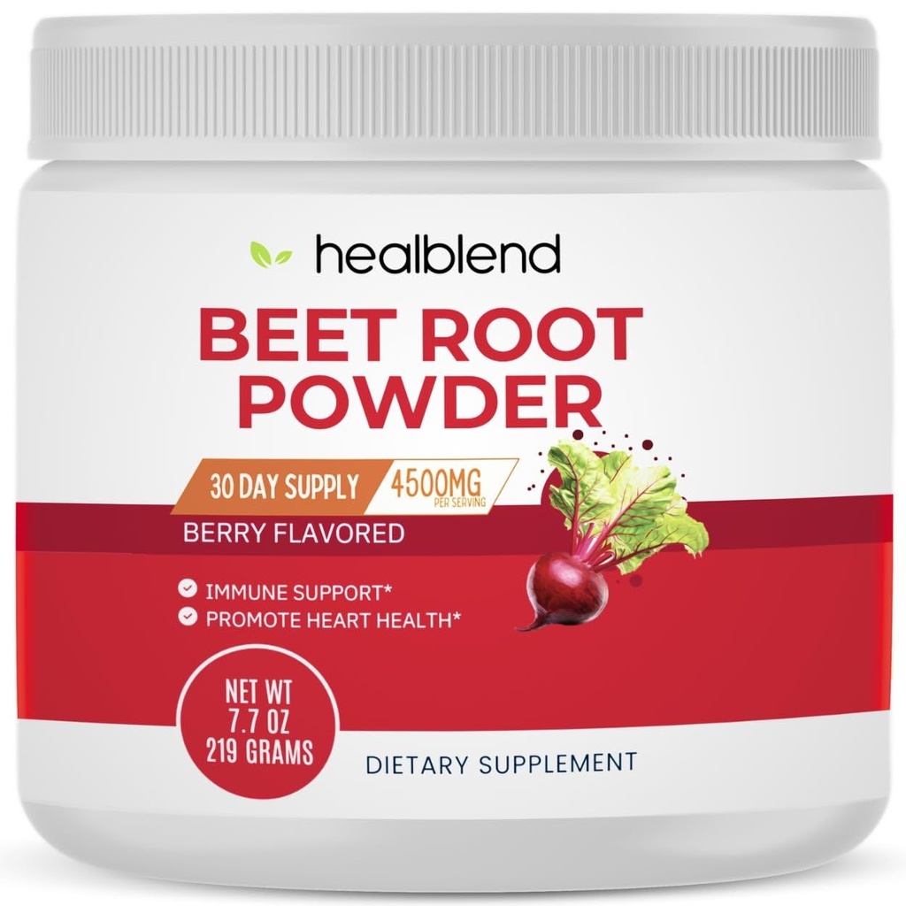 healblend Organic Beet Root Powder - Repy oxidu dusnatého, zdravý krvný tlak podpora, krvný obeh Superfood Blueberry ochutené - 30 porcií