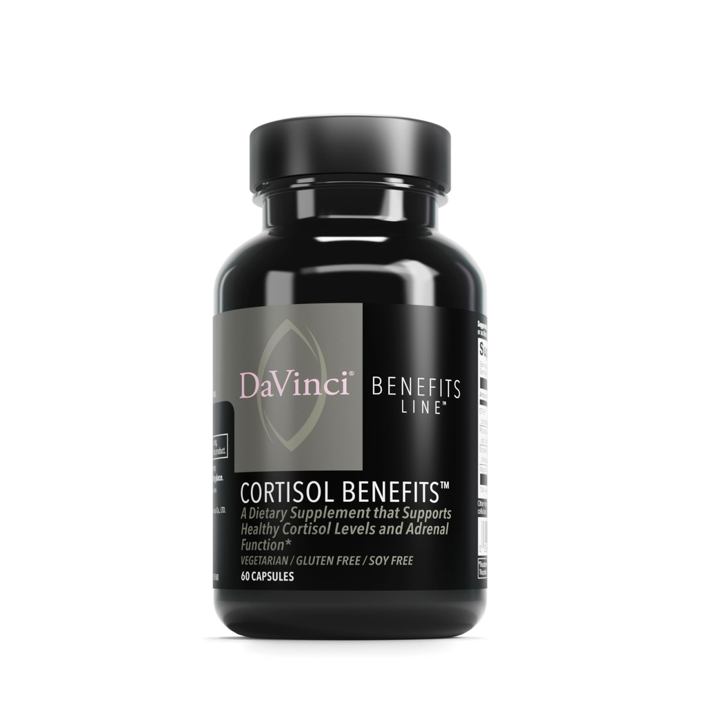 DaVinci Labs Cortisol Výhody - Dietary Supplement to Support Healthy Cortisol Levels and Adrenal Health - With Ashwagandha Extract, Rhodiola Rosea Root and More - Gluten-free -60 Vegetariánske kapsule