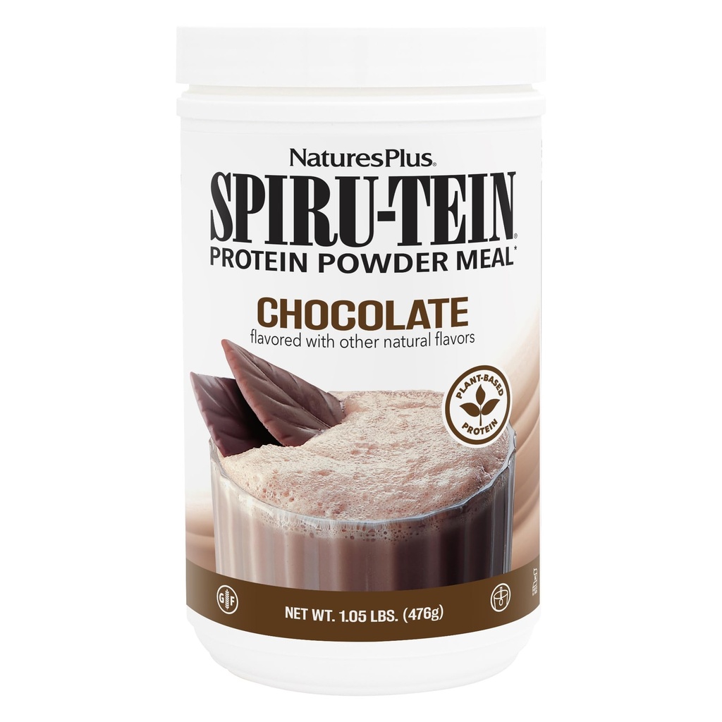 Príroda Plus SPIRU-TEIN, čokoláda - 1.05 lb - Rastlinný proteín Shake - Non-GMO, Vegetariánska, Gluten Free - 17 Celkové služby
