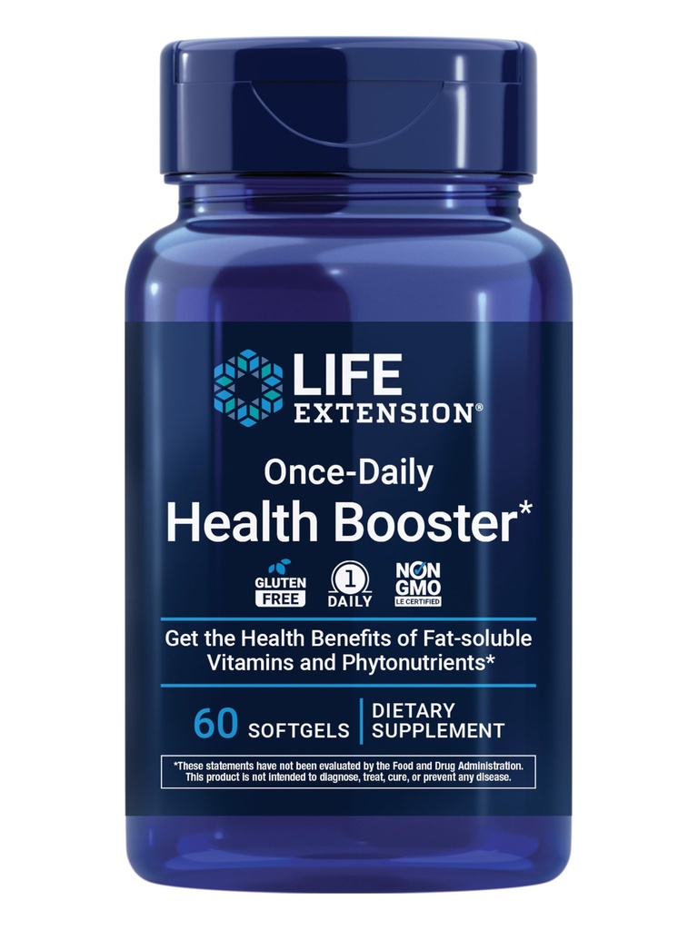 Predĺženie života Raz denne Zdravie Booster - Vitamíny a živiny Supplement for Whole-Body Health - Vitamín K Complex, vitamín E, Saffron, lutein and more - non-GMO, Gluten-free - 60 Softgels