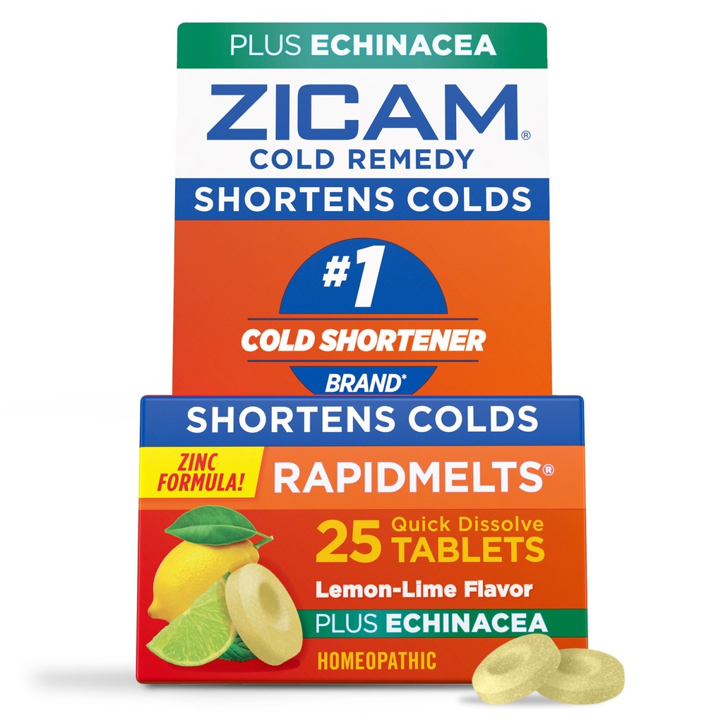 Zicam Zinok Cold Remedy RapidMells Quick-Dissolve Tablets Lemon-Lime Flavor s Echinacea 25ct