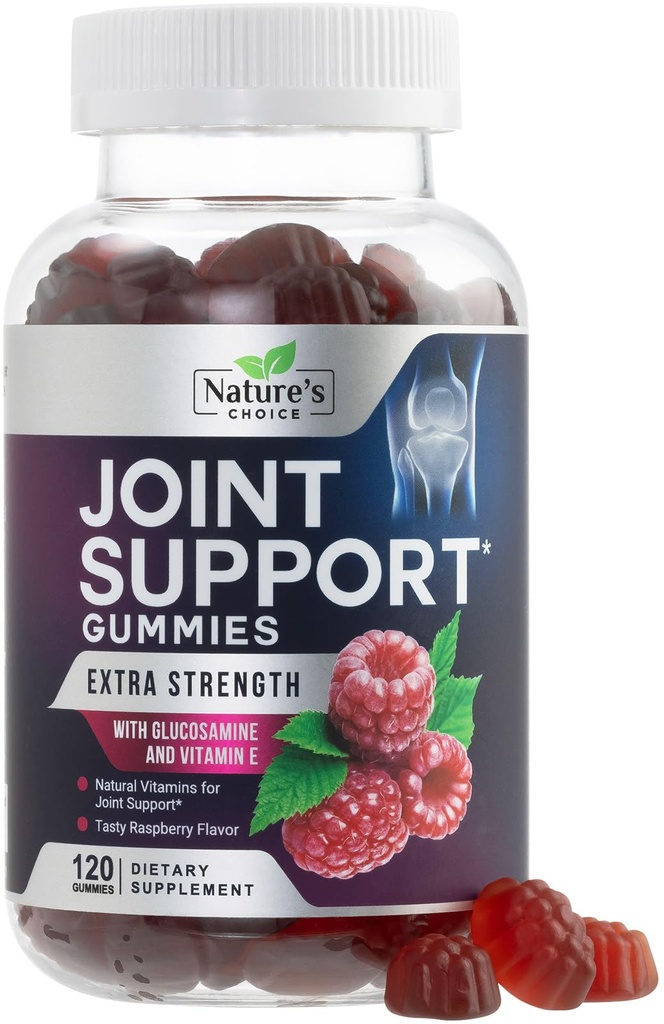 Spoločná podpora Gumičky Extra sila Glukozamín Gumový doplnok s vitamínom E - Prírodné Kartiláž a podpora zdravia a flexibility, Najlepšia podpora Glukozamín Chew pre mužov a ženy - 120 Gumies