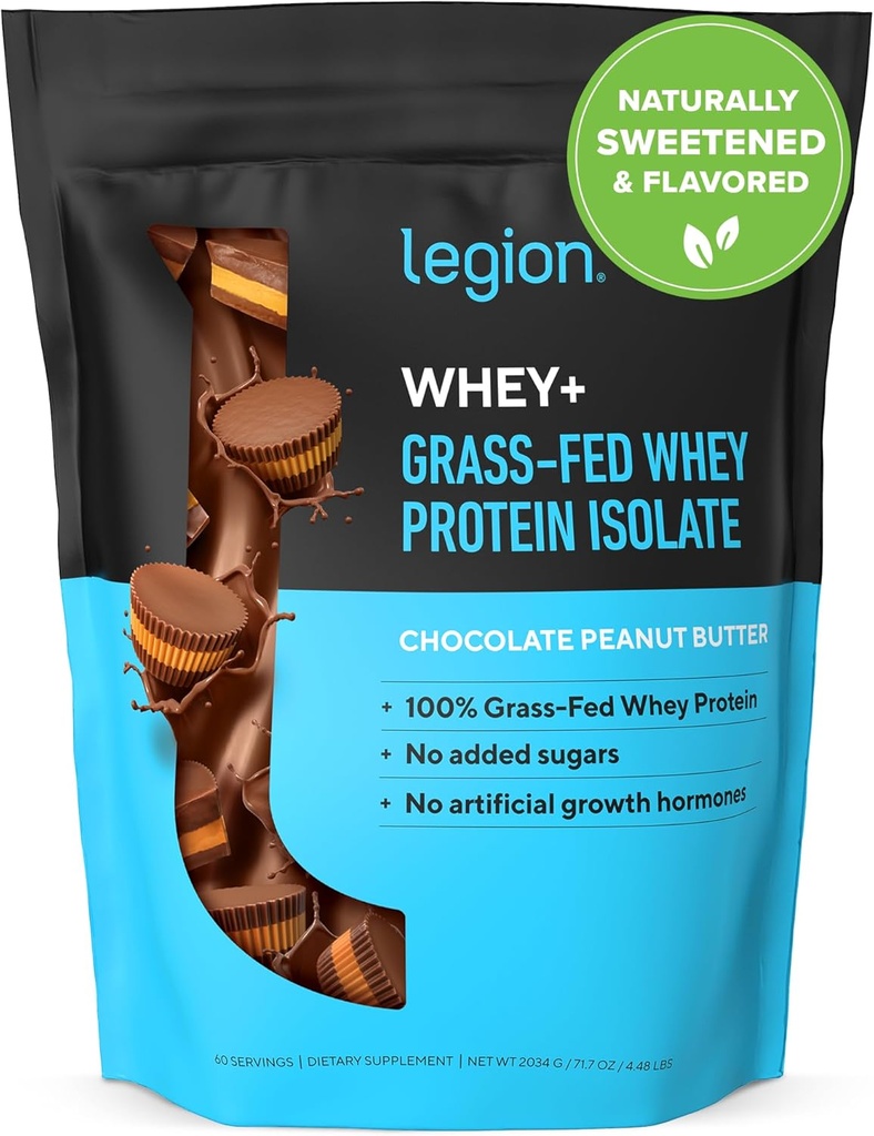 LEGION Srvátka+ Bielkovina Srvátka Izolát z trávy Fed Cows - Srvátka Proteín Izolát prášok Nízko kalórií, Non-GMO, bez cukru, Laktóza a bezlepok, Všetky prírodné proteínové prášok pre mužov a ženy (30 Servings)
