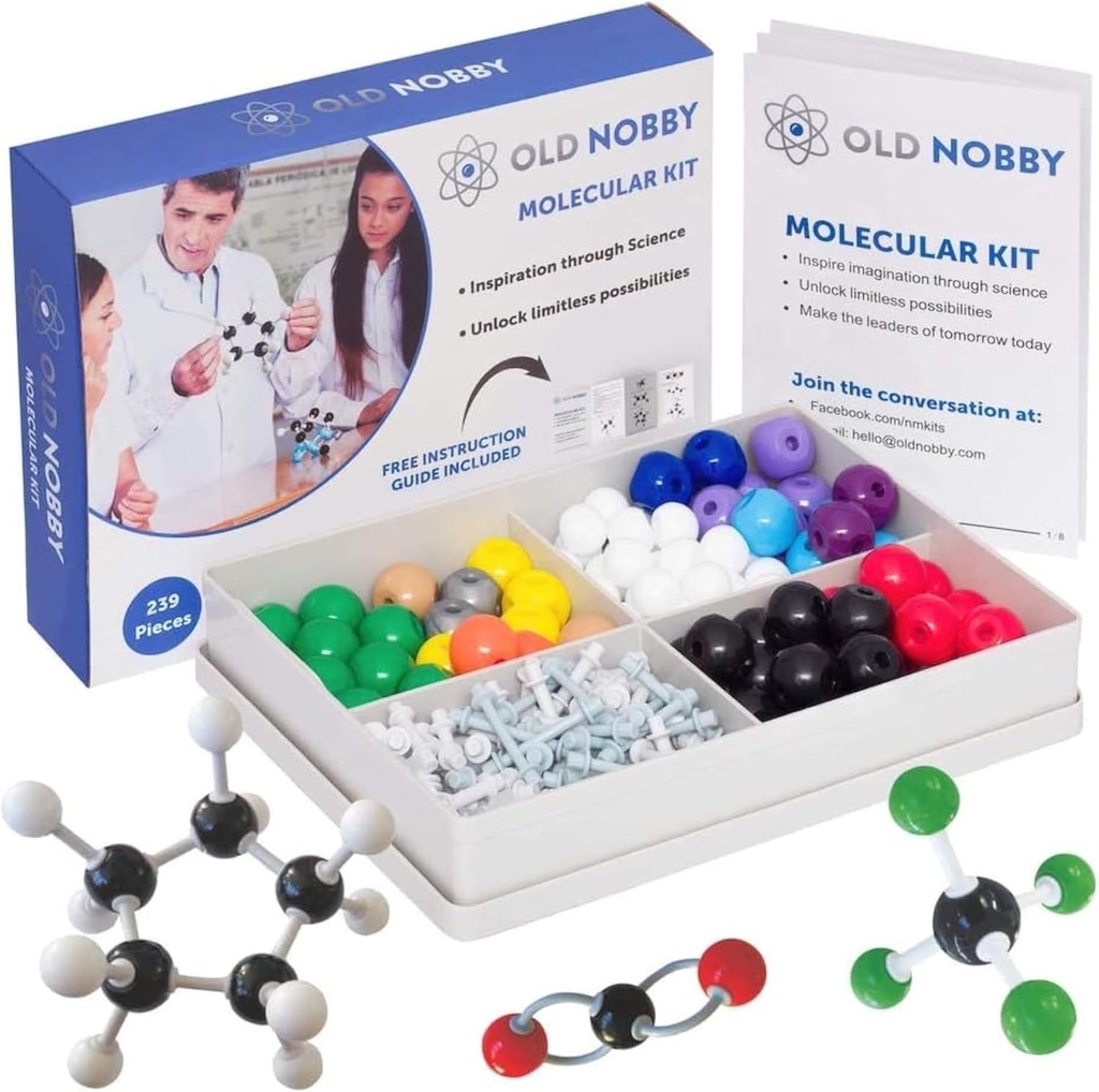 Lekcie v chémie model Kit - Old Nobby 240 Pc Molecular Set Organic Chemistry for Students - Kompletný Molecular Model Kit pre STEM, Vizualizácia atómov, väzby a štruktúry