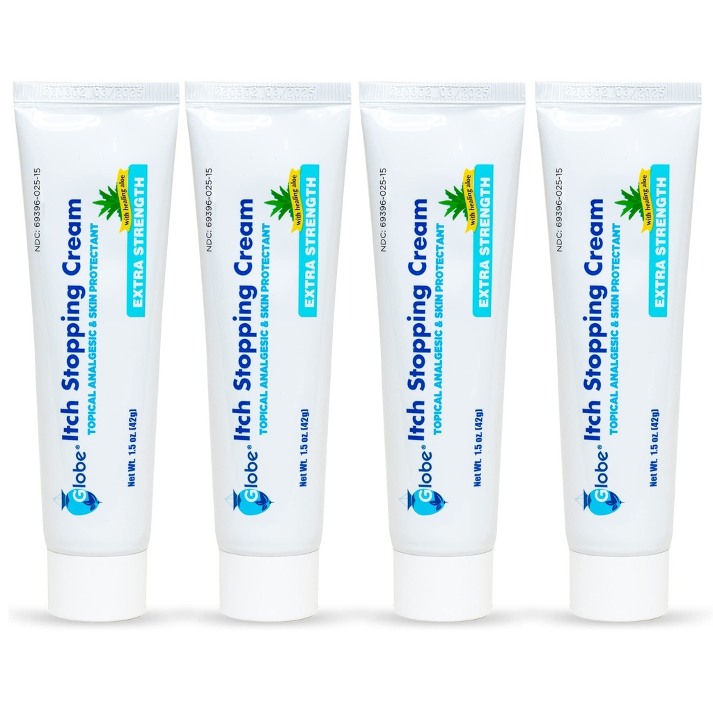 (4 balenia) Globe Extra sila svrbenie zastavenie proti svrbenie krém 1,5 Oz s histamínovým blokátorom, difenhydramín HCl Topické analgézie a zinok acetát kože chránič pre úľavu od väčšiny vonkajších svrbení