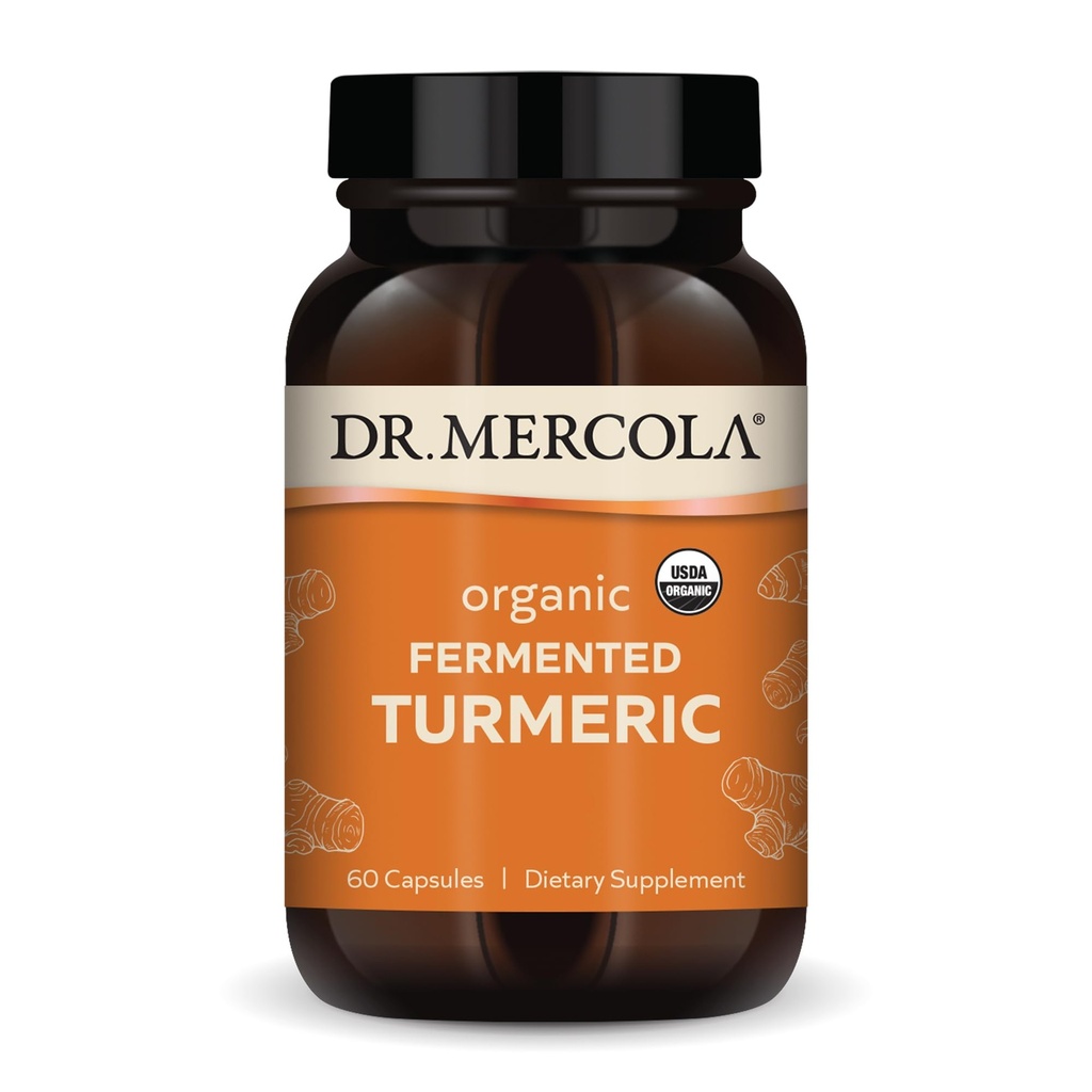 Dr. Mercola Organic Fermented Turmeric - 370 mg Fermented Turmeric - High-Biological Curcuminoids - USDA Organic, Non-GMO, Gluten-Free & Soy-Free - 60 Kapsule (30 Servings)