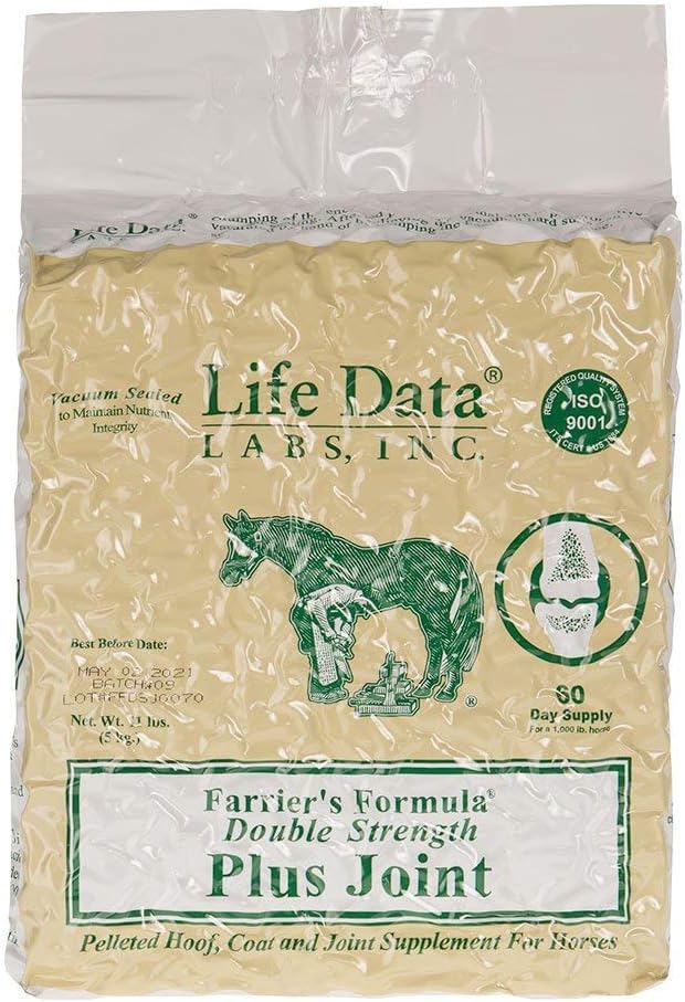 LIFE DATA LABS bariéry Formula Double Strength Plus Joint, 11 libier; Pelleted Hoof, Coat a Joint Supplement for Horses