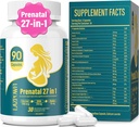 Prenatálne vitamíny pre ženy Postnatálny multivitamín s kyselinou listovou DHA cholín pre tehotné a dojčiace ženy Niacínamid Biotín a minerály 27 v 1 dodatku 90 Kapsuly-30 Podávatelia