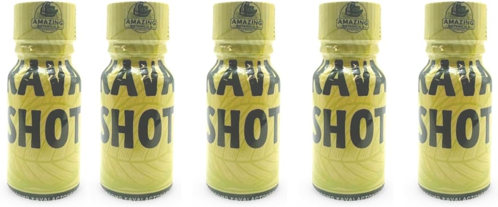 Úžasní botanici KAVA Shot - 500mg Kavalaktóny - Originálna chuť - Dietary Supplement - 5 Count - 10ml