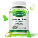 Organické Valerian Root Gummies, Bylinné doplnky pre relaxáciu a podporu nálady, spánkové Gummy bez melatonínu pre dospelých, Vegan, non-GMO, Apple Flavor, 60 Počet