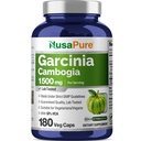 NusaPure Garcinia Cambogia 180 Veggie Kapsule 1500 mg (Vegetariáni, Non-GMO, Vegan)
