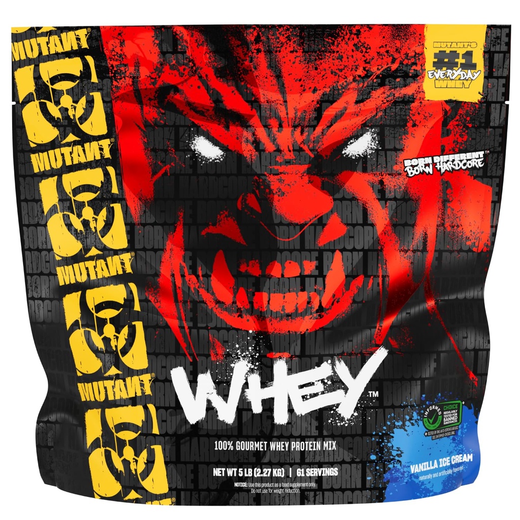 Mutant Srvátková srsť 100% Srvátkový prášok Shake, Gourmet Chute, 22g proteínu, Rýchle Absorbovanie, Jednoduché trávenie, 5kg - Vanilková zmrzlina