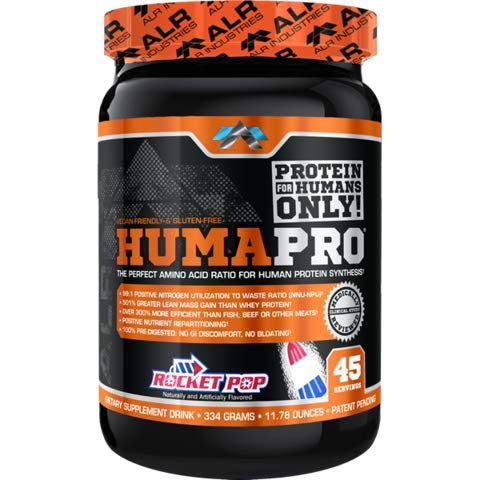 Humapro by ALR Industries Premium Protien Powder, Rocket Pop, 334 Grams, HumaPro Pro Pro Protein Powder for 510% Greater Lean Mass - Delicious Fruit Ochutené Supplement Drink Mix, Perfect Amino Acid Ratio, 30