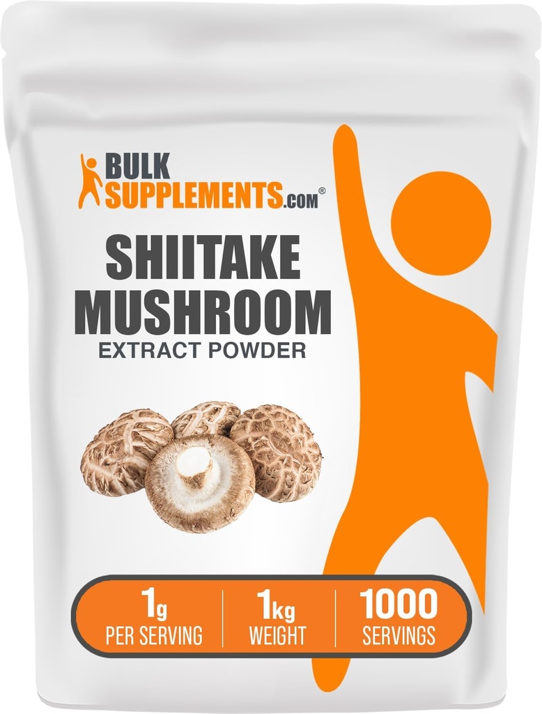 BulkSupplements.com Shiitake Mushrom Extract Powder - Shiitake Mushrom Powder Supplement, Immune Support - Vegan & Gluten Free, 1g per Serving, 1kg (2,2 lbs) (Pack of 1)