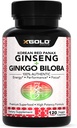 Autentické kórejské červené Panax ženšen 1200mg + Ginkgo Biloba 160mg 