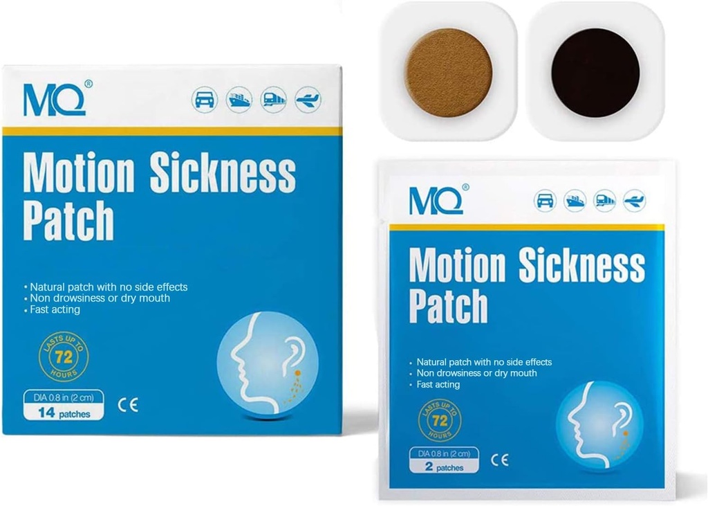 MQ 42ct Motion Disease Patches Non Drowsy, More Choroby Patches for Cruise Travel Essentials, Waterproof Patch Behind Ear for Car Airplane Altitude Disease, Long Last 72H