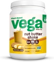 Vega Nut Butter Shake, Arašidové maslo & Banana - Vegan Protein Powder, 20g Protein, Real Food Ingredients, No Added Sugar, 1,39 libier