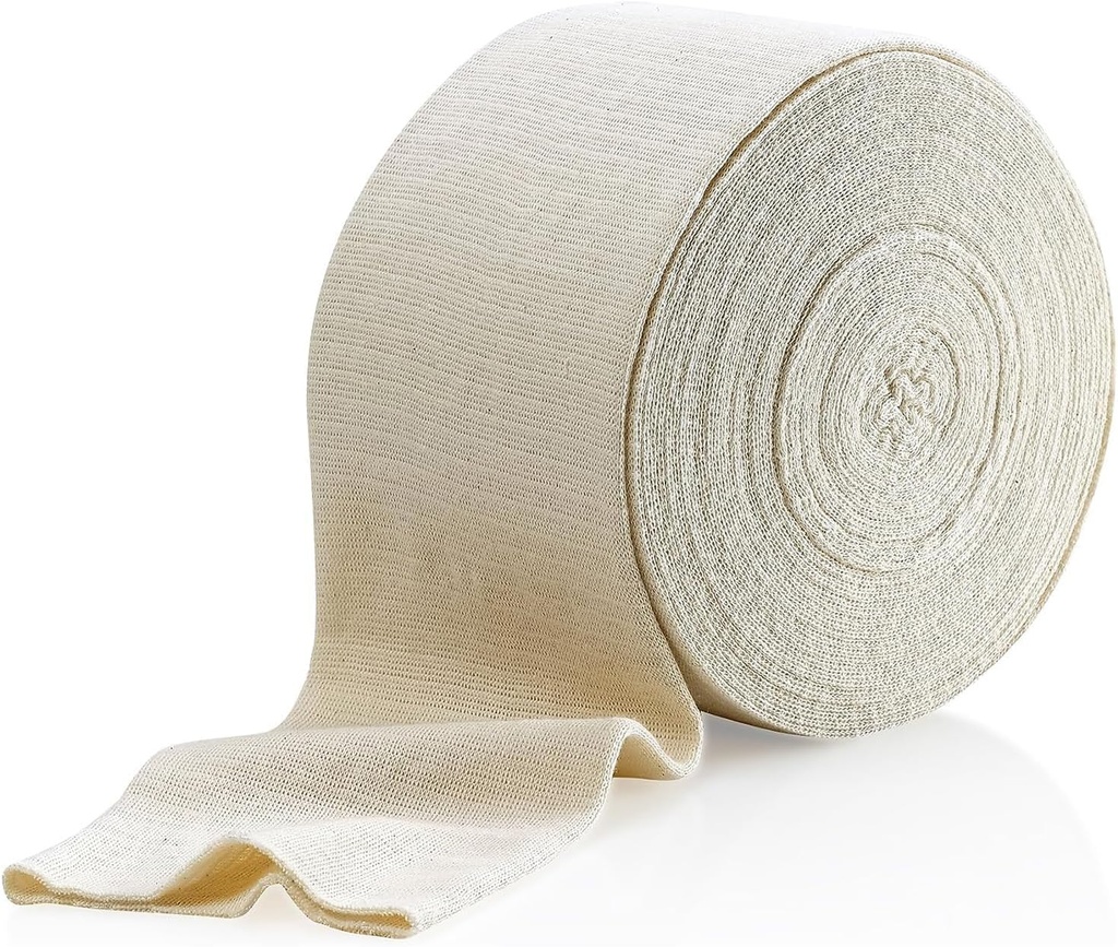 Elastická tubulárna podpora Bandage veľkosť F, 10M Box - prírodná farba (4" x 33 nohy) pre veľké koleno podporné pásmo -stredisko na veľké stehná, bavlna Spandex
