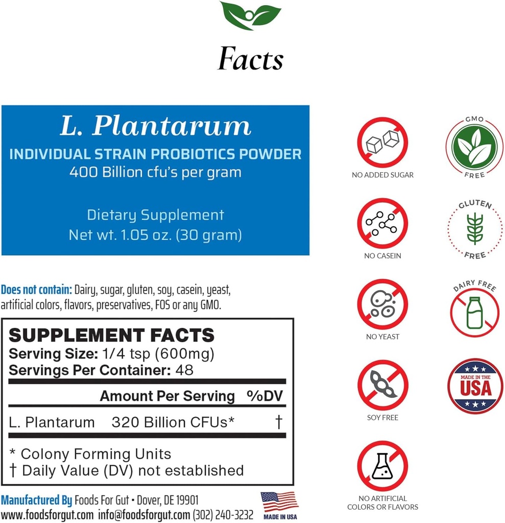 Potraviny pre Gut Lactobacillus Plantarum Probiotic Powder 400 Miliónový KTJ-ov 