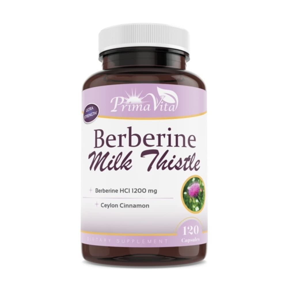 Berberine HCL 1200mg s mliekom bodliak a cejlón škorica, Ampk metabolický aktivátor, zdravý imunitný systém a gastrointestinálny wellness, 40 Servings, 120 Veggie Capsules