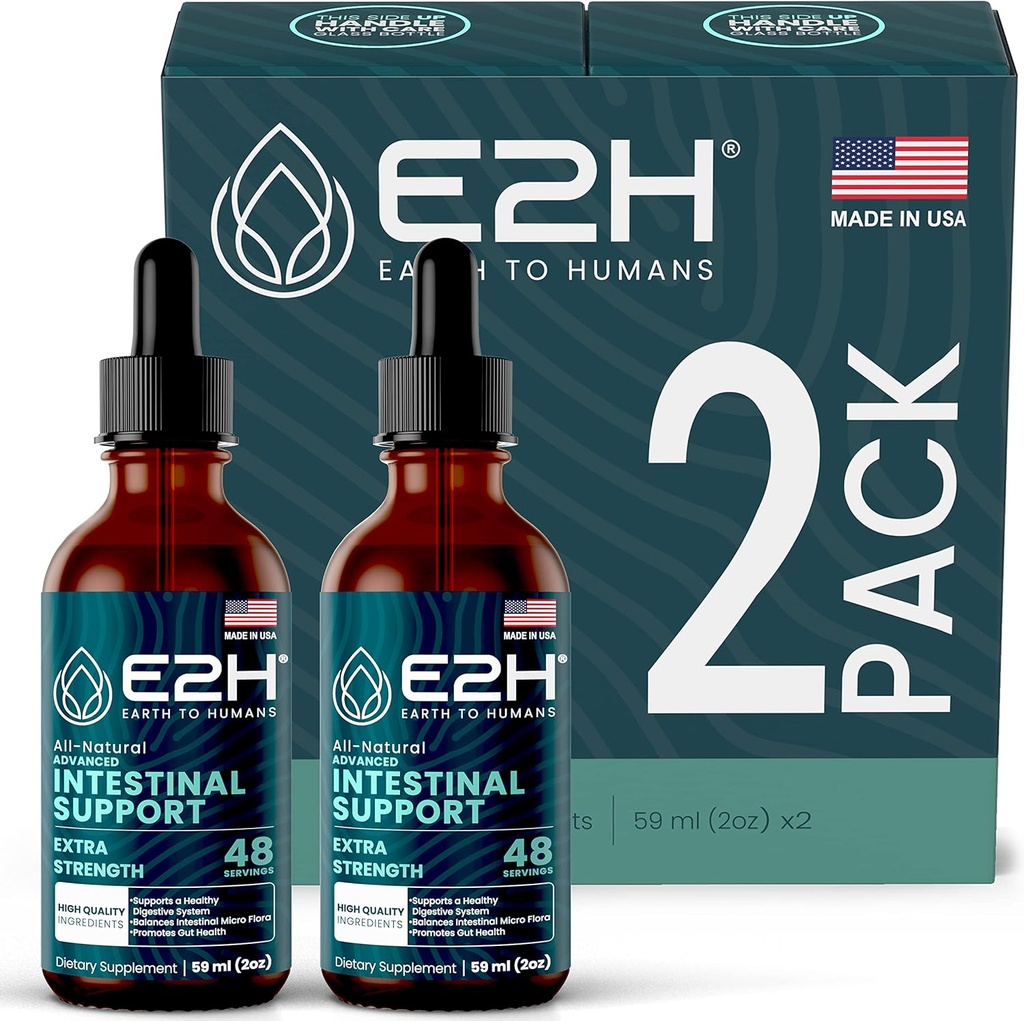 E2H Advanced Intestinálna podpora - Podporuje zdravie a tráviaci systém Gut - Wormwood a Black Walnut Extract - non-GMO, Vegan - (2 fľaše)