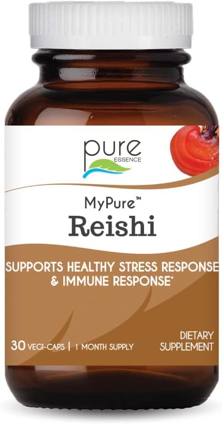 PURE ESENCE LABS MyPure Reishi Organic Huby Supplement - 100% Real Mushrom Extract for Immune Support, Stres Relief, Build Energy (30 kapsúl)