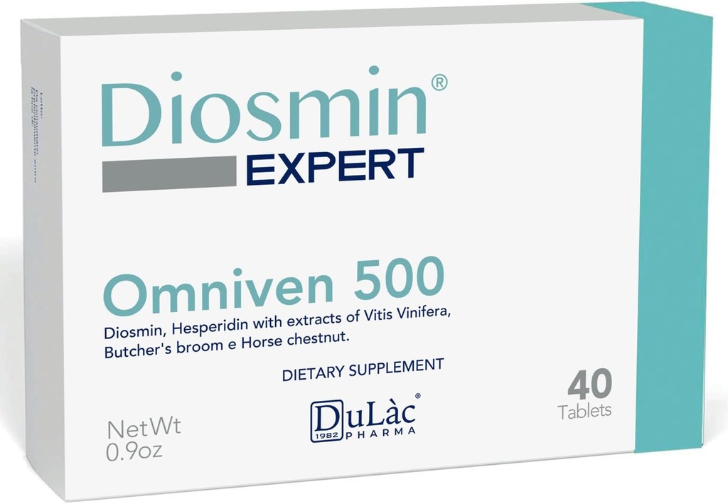 Dulàc - Omniven 500-40 Tablety Diosmín, extrakt z konského gaštanu, Mäsiarska Broomová, Hesperidín. Diétne doplnky, vyrobené v Taliansku