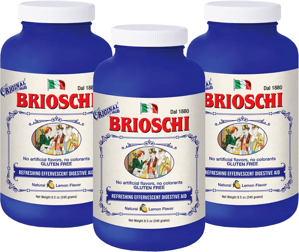 Brioschi Talianska citrónová ochutená šumivý pálenie záhy, žalúdočné ťažkosti, kyslé poruchy trávenia, 8.5 oz fľaša (pack of 3)