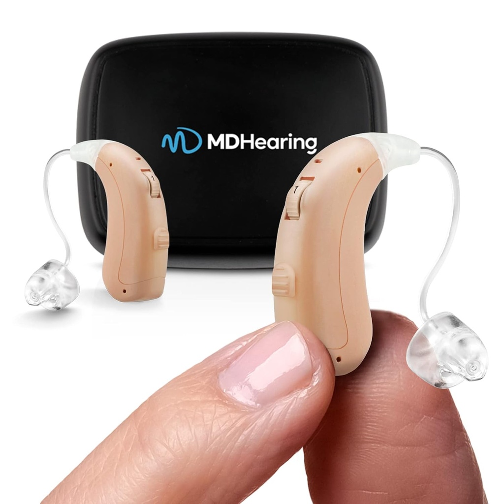 MDHearing VOLT OTC sluchové pomôcky pre seniorov, doktor-Designed Dobíjateľné, 2 smerové mikrofóny, 4 Audio Nastavenia, Fits s okuliarmi, Deluxe Charger zahrnuté ...
