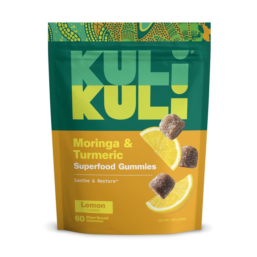 Kuli Kuli Super Energy Gummies - Energetické doplnky s Moringa, Bezkofeínová prírodná energia Booster - 60 Non-GMO, bezlepkové Moringa Gumies