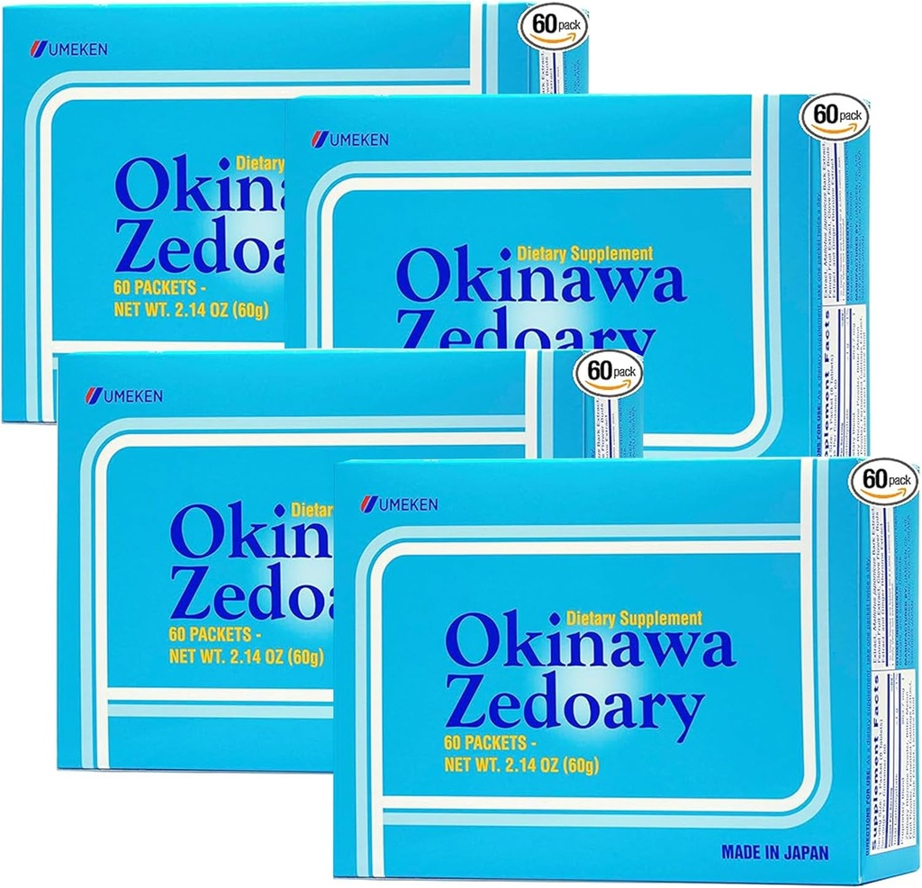 Umeken Okinawa Zedoary Purple and White Turmeric with Fermented Cabbage Extract, Gut Health Supplements for Women and Men, Zedoary Root, Turmeric Supplement, 60 gróf, Pack of 4