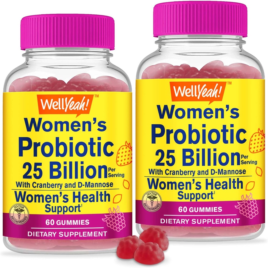Dobre. Jo 25 miliárd probiotiká pre ženy brusnice a D-manóza Gummy (2 balenie) - Vaginálne a Gut zdravie, trávenie podpora, a Feminine zdravie - Ženy probiotiká s 12 kmeňmi - 60 Gummy