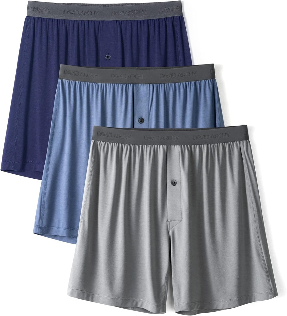 DAVID ARCHY Pánske spodky Bambus Rayon Boxery pre mužov priedušné a chladné pánske boxerky s tlačidlom Fly 3 alebo 5 balenia