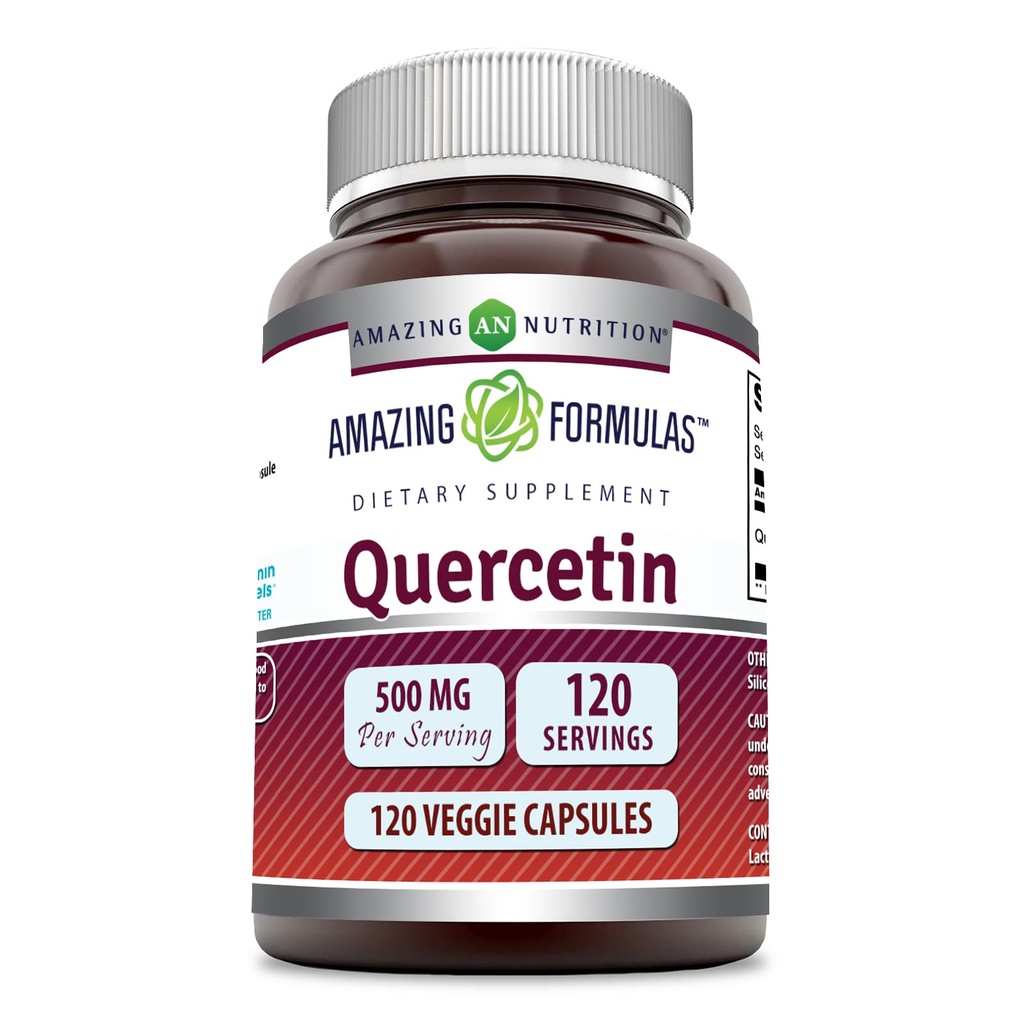 Amazing Formules Quercetin 500mg 120 Veggie Capsules Supplement - Non-GMO - Gluten zadarmo - podporuje celkové zdravie a pohodu